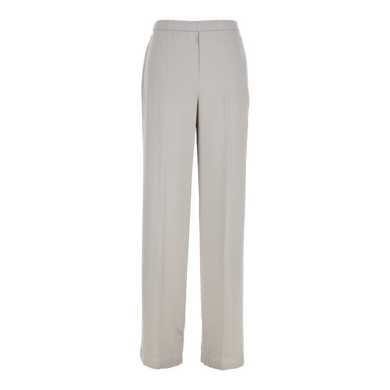 Metallic Pants with Rear Elastic Waist and Wide Leg in Silk Woman Trousers