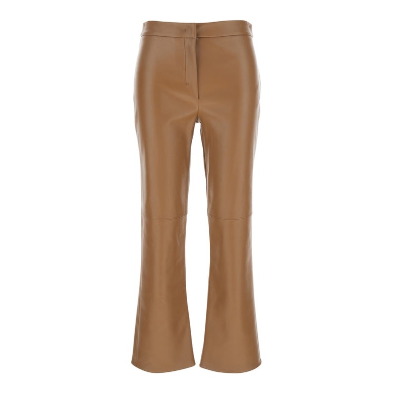 ‘Sublime’ Brown Flared Pants in Ecoleather Woman Trousers