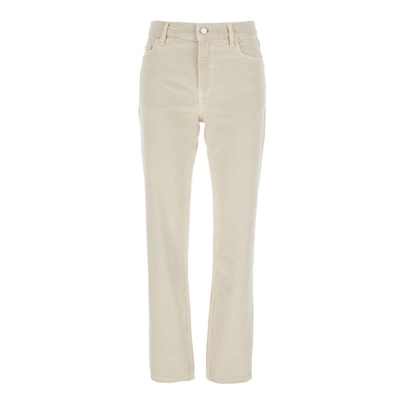 White Jeans with Belt Loops and Logo Patch on the Rear in Denim Woman Denim Pants