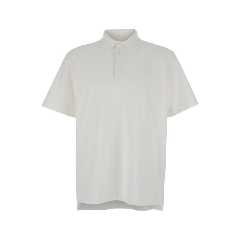 White Polo Shirt with Logo Embroidery on the Front in Cotton Man Polo Shirts