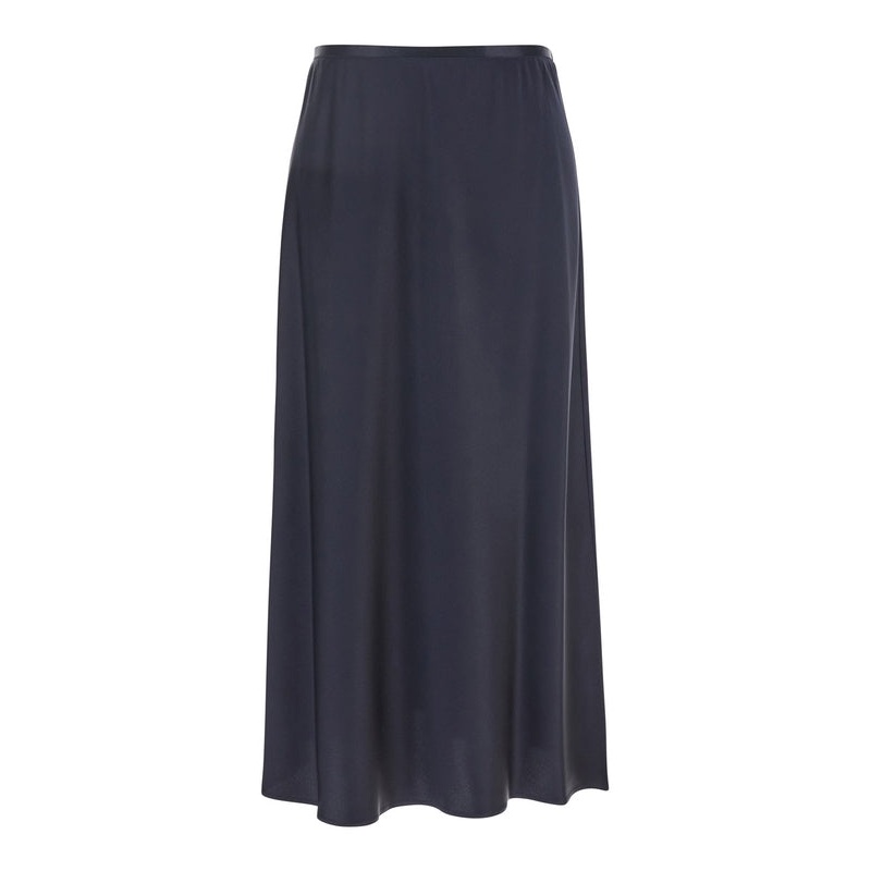 ‘Carnet’ Blue Midi Skirt with Elastic Waist in Silk Woman Skirts
