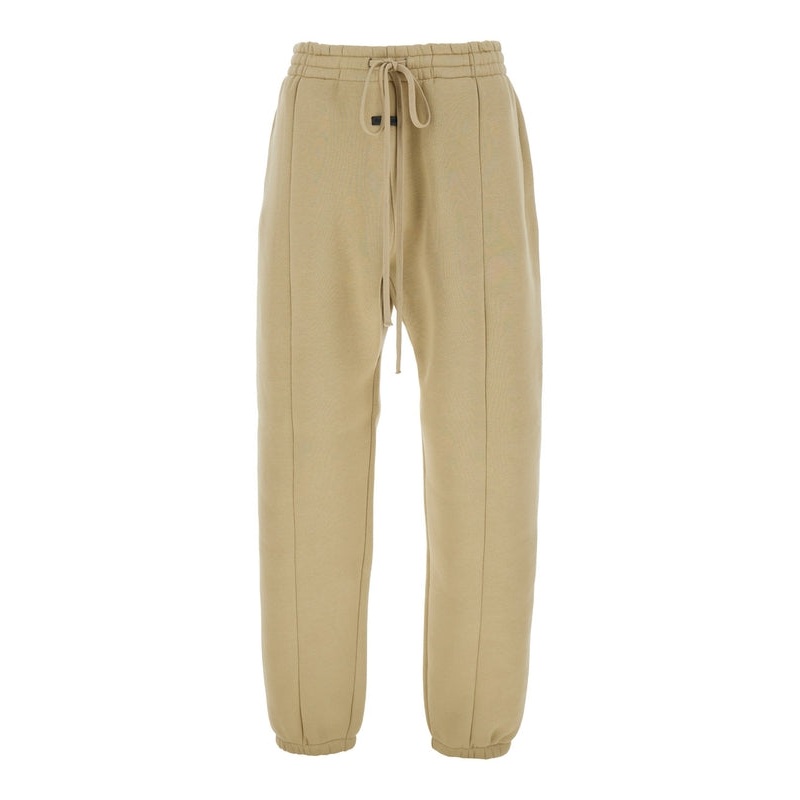 ‘Forum’ Beige Pants with Elastic Drswstring Waist and Logo Patch on the Front in Cotton Blend Man Casual Pants