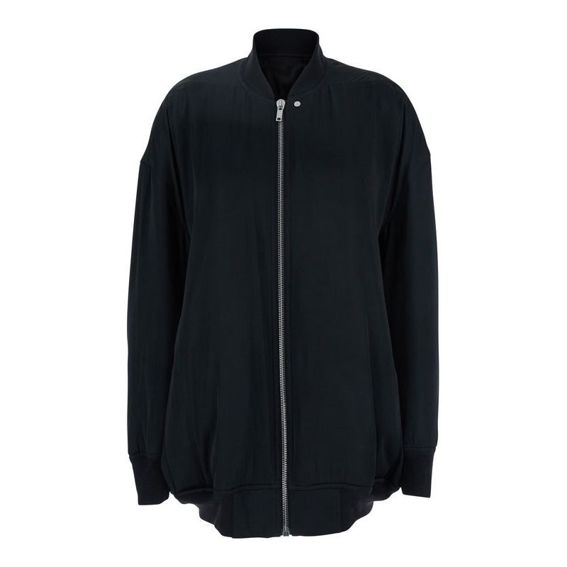 ‘Jumbo Peter Flight’ Black Bomber Jacket in Virgin Wool Man Bomber
