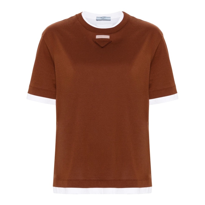 Triangle Logo Layered Cotton T-Shirt