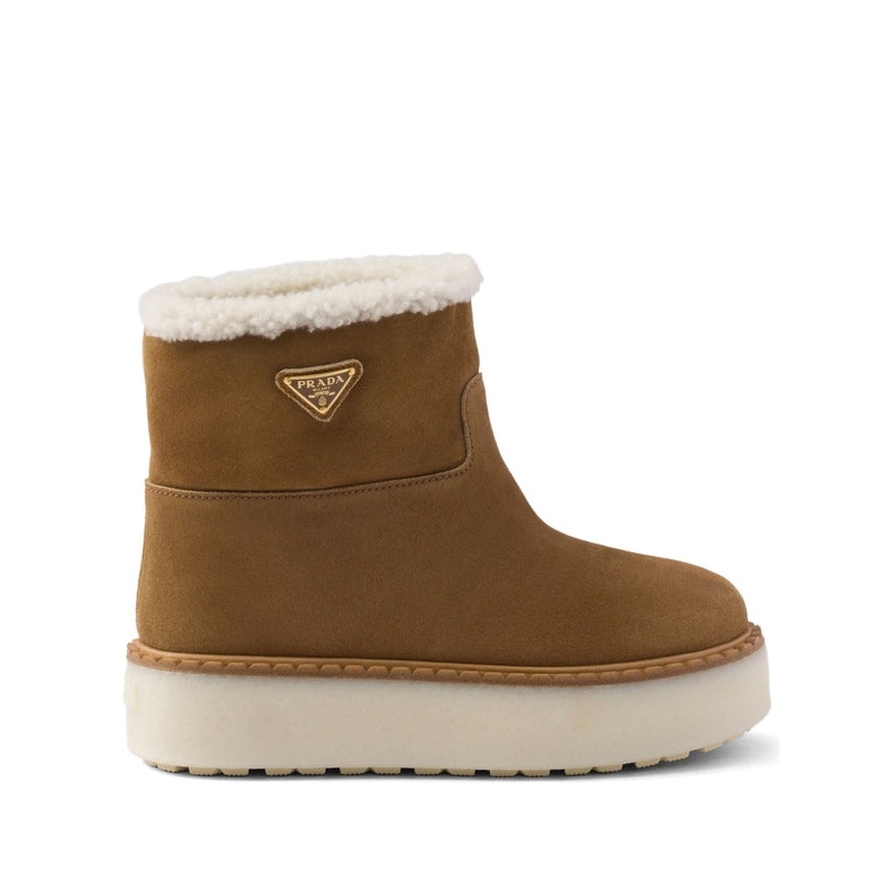 Triangle Logo Suede Ankle Boots