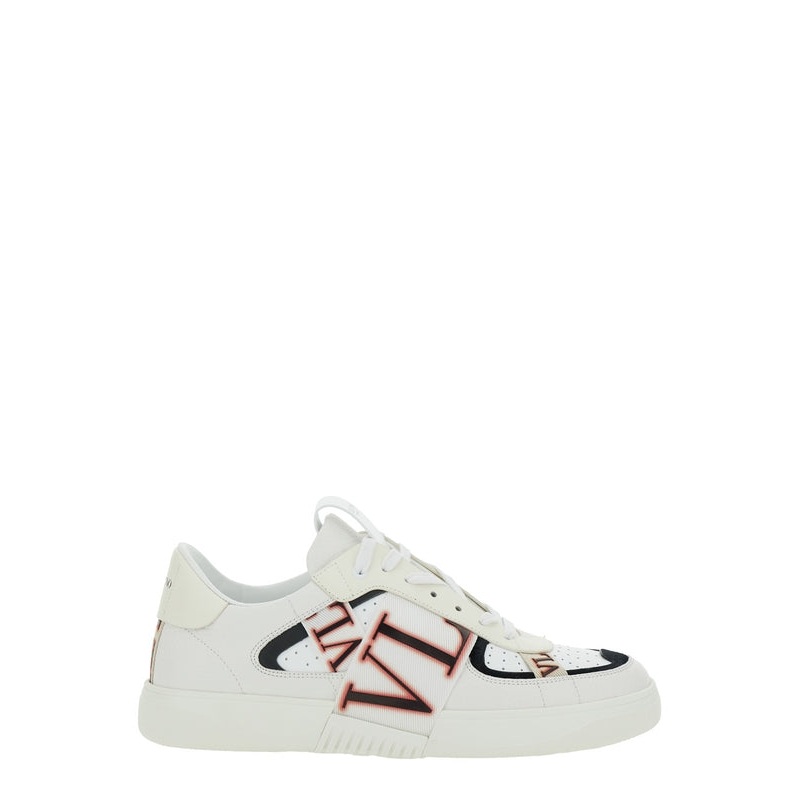 ‘Vl7n’ White Sneakers with Maxi Logo Print and Logo Patch on the Tongue in Leather Man Low top Sneakers