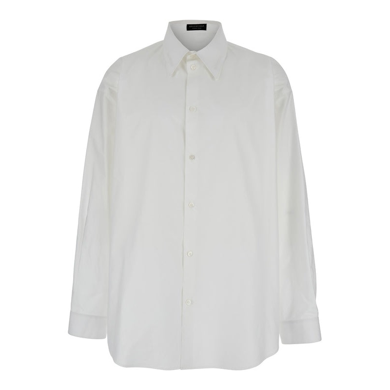 White Shirt with Pointed Collar in Cotton Man Shirts