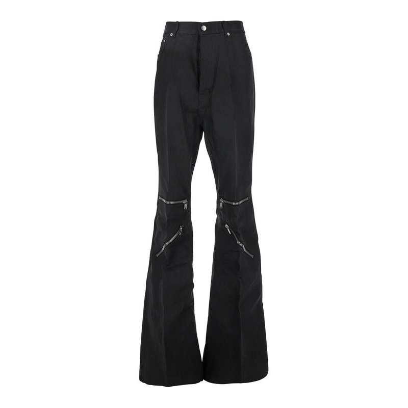 ‘Bolan Cargo’ Black Pants with Zip Applied on the Legs in Cotton Man Trousers