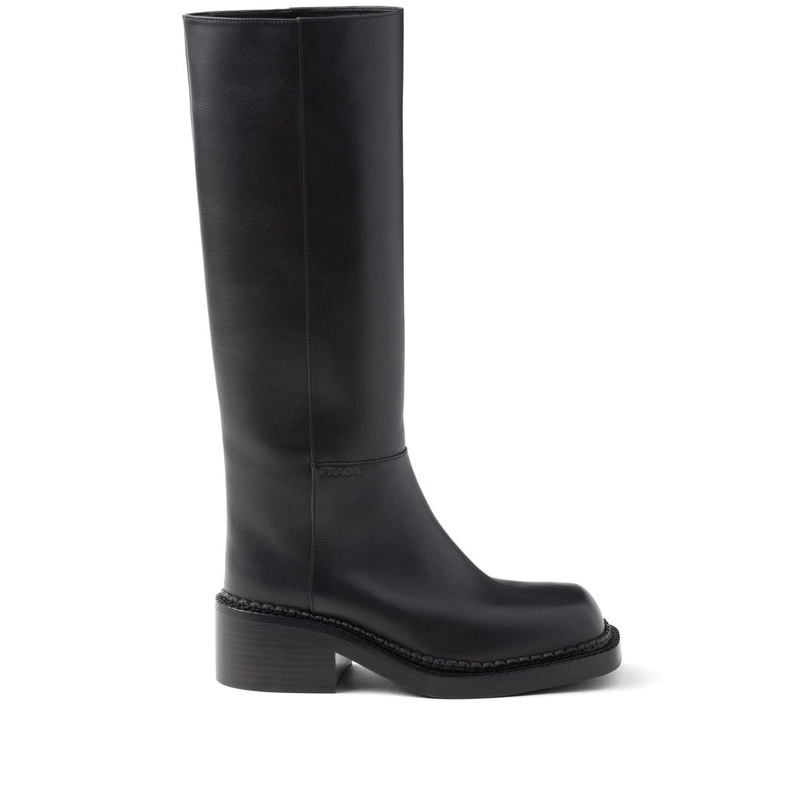 Square Toe Leather High Boots|IT 36