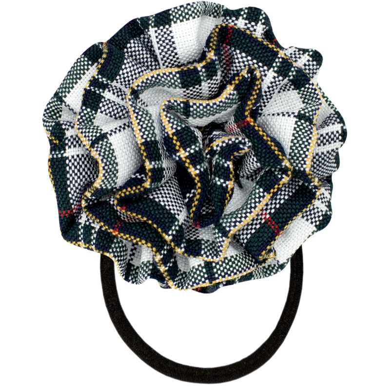 Rosette Elastic Band Hair Bow|455 – Marymount Plaid