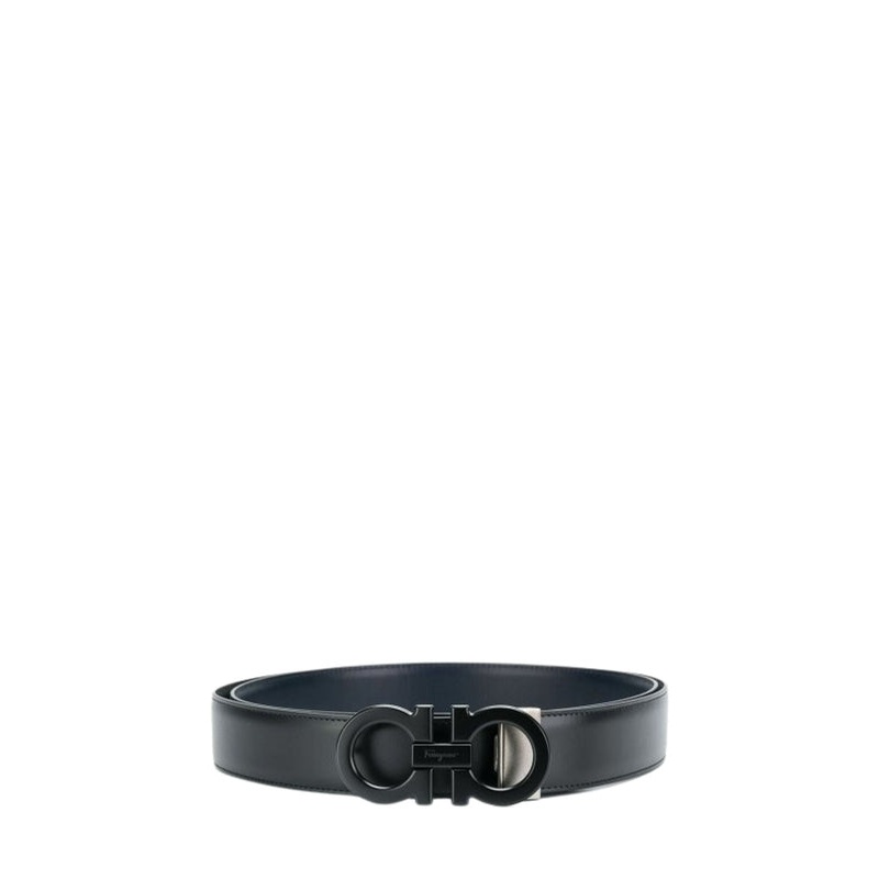 Ferragamo Black Navy Leather Belts