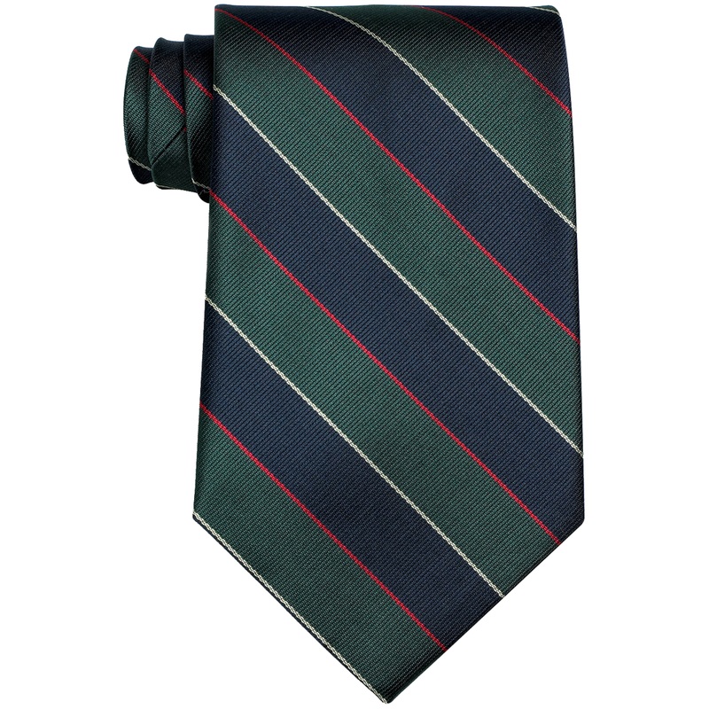 Traditional Necktie|251 – Green and Navy with Red and White Pinstripe|Size Range – 48|Size Range – 54|Size Range – 57