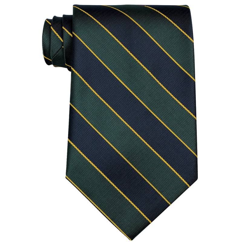 Traditional Necktie|881 – Navy-Green with Gold pinstripe|Size Range – 48|Size Range – 54|Size Range – 57