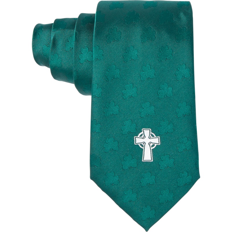 Traditional Necktie|192 – Green with Shamrock|Size Range – 48|Size Range – 54|Size Range – 57