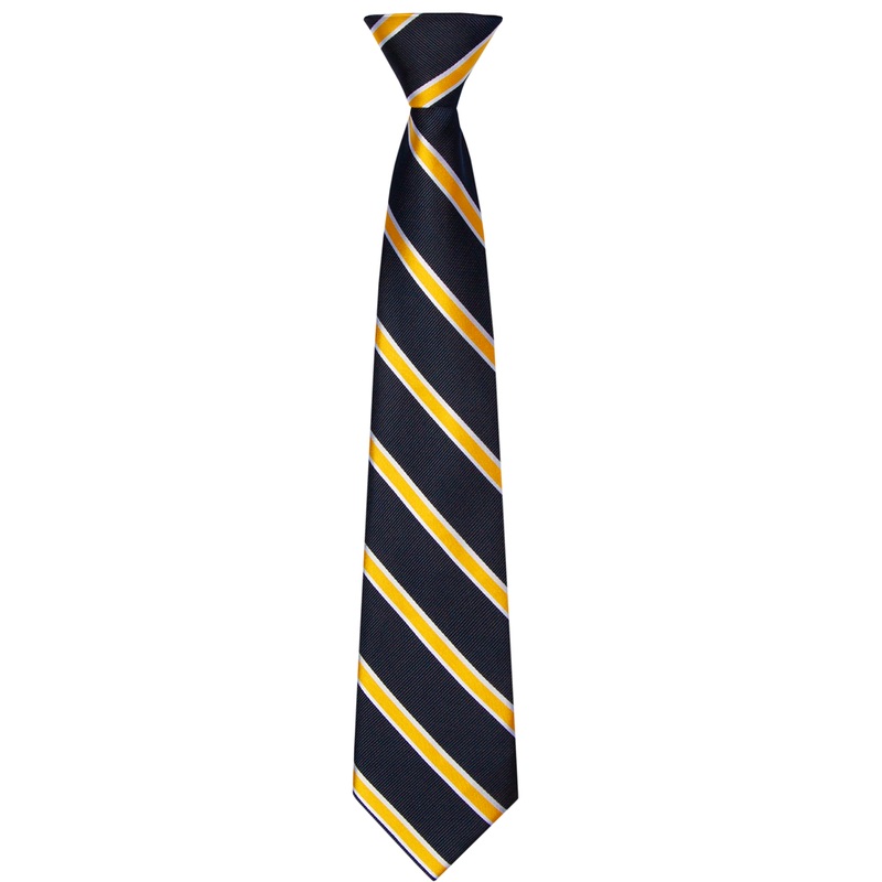 Traditional Necktie|901 – Navy with Gold-White stripe|Size Range – 48|Size Range – 54|Size Range – 57