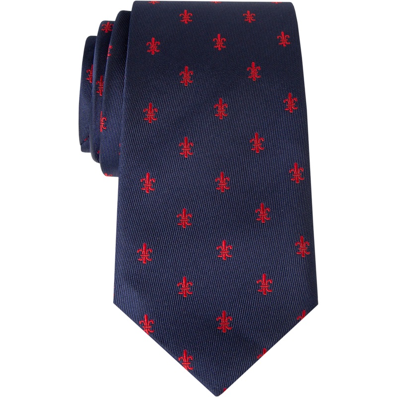 Traditional Necktie|929 – Navy with Red Fleur De Lis|Size Range – 48|Size Range – 54|Size Range – 57
