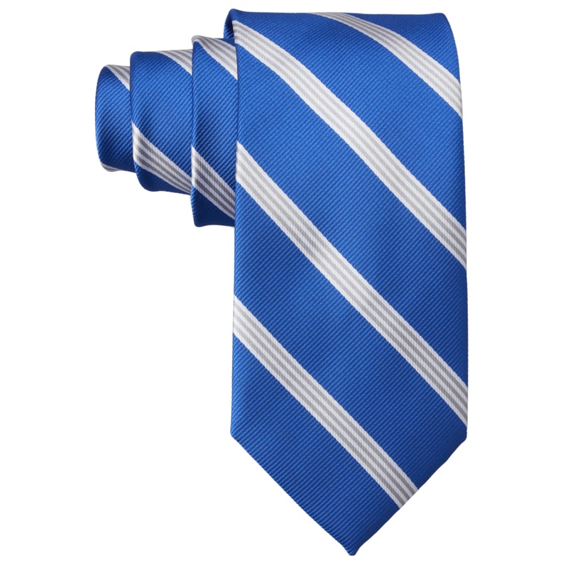 Traditional Necktie|947 – Royal with Grey-White Stripe|Size Range – 48|Size Range – 54|Size Range – 57