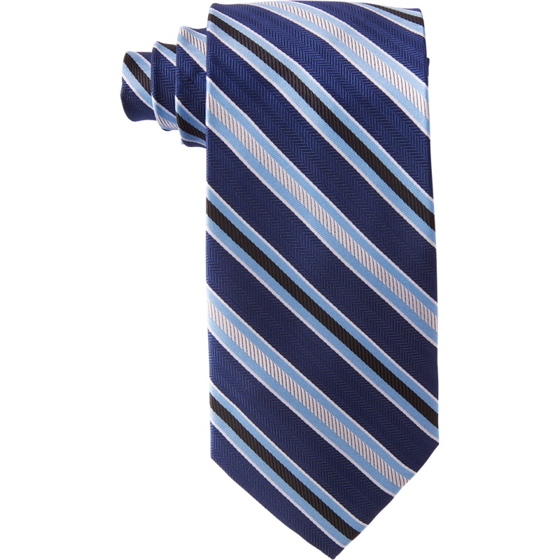 Traditional Necktie|NBW – Navy-Lt. Blue-White Stripe|Size Range – 48|Size Range – 54|Size Range – 57