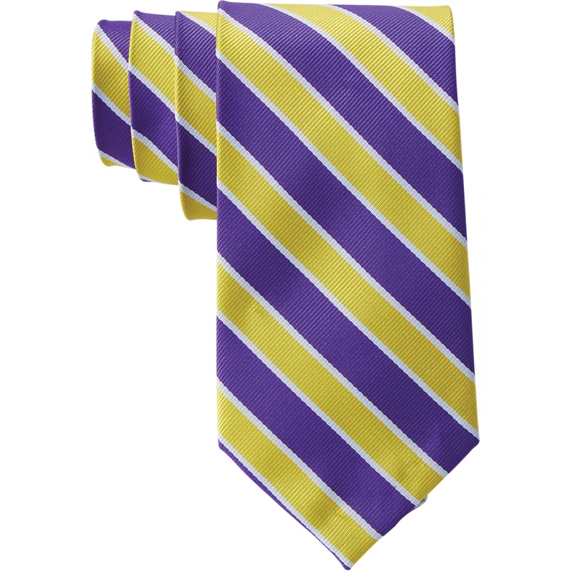 Traditional Necktie|PYW – Purple-Yellow-White Stripe|Size Range – 48|Size Range – 54|Size Range – 57