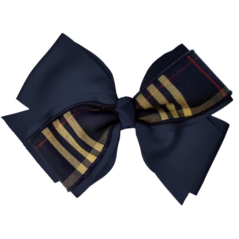 Accent Hair Bow|1CN – 1C Plaid-Navy