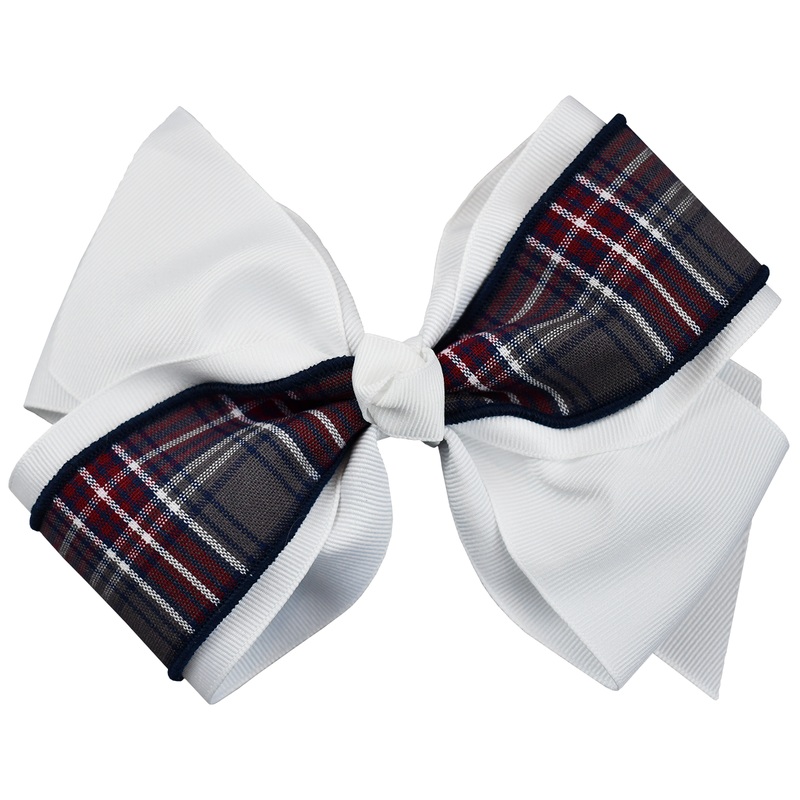 Accent Hair Bow|34W – 34 Plaid-White