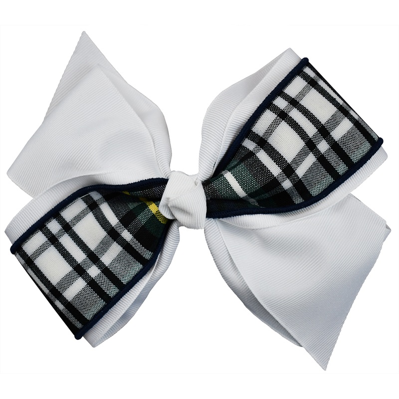 Accent Hair Bow|35W – 35 Plaid-White