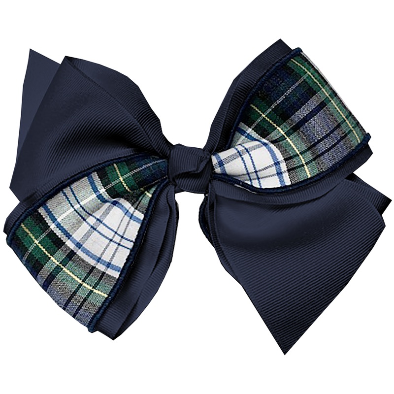Accent Hair Bow|80N – 80 Plaid-Navy