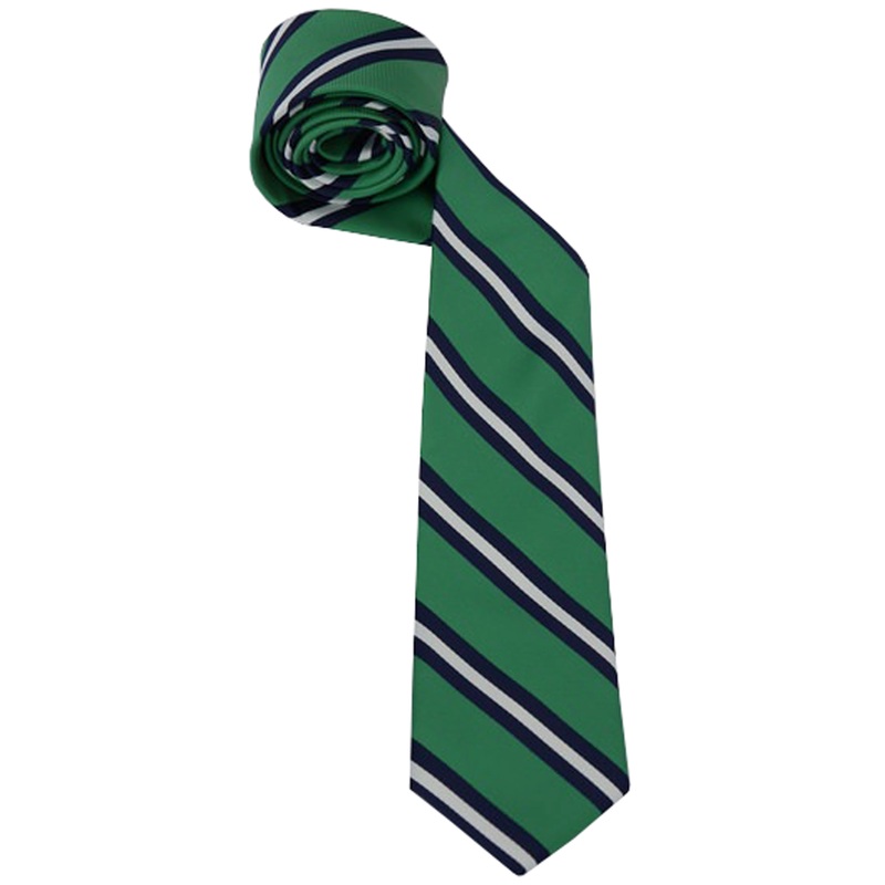 Traditional Necktie|766 – Kelly Green with Navy-White Stripe|Size Range – 57