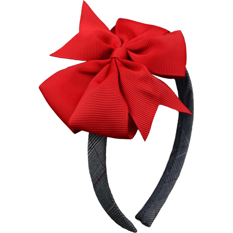 Slim Headband with Bow|319 – Hanover Plaid