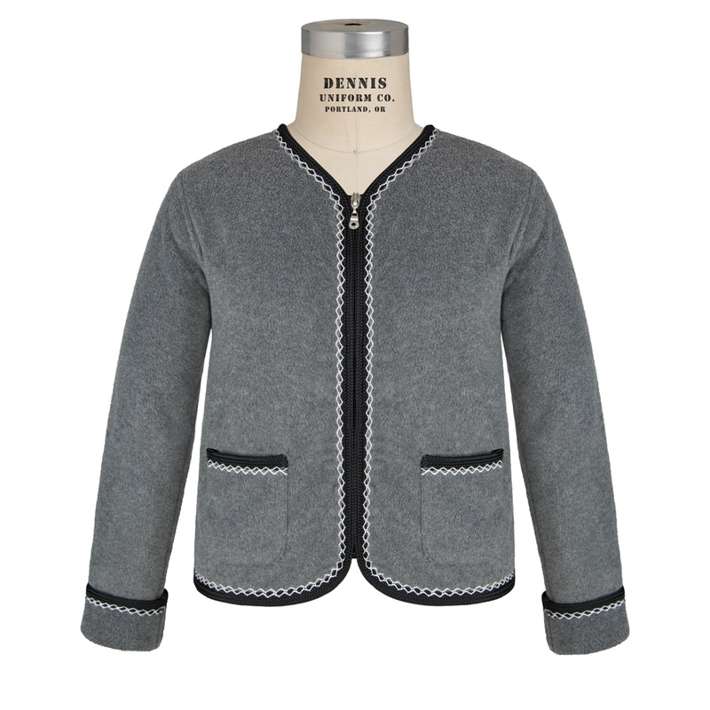 Zip Front Jewel Neck Microfleece Jacket