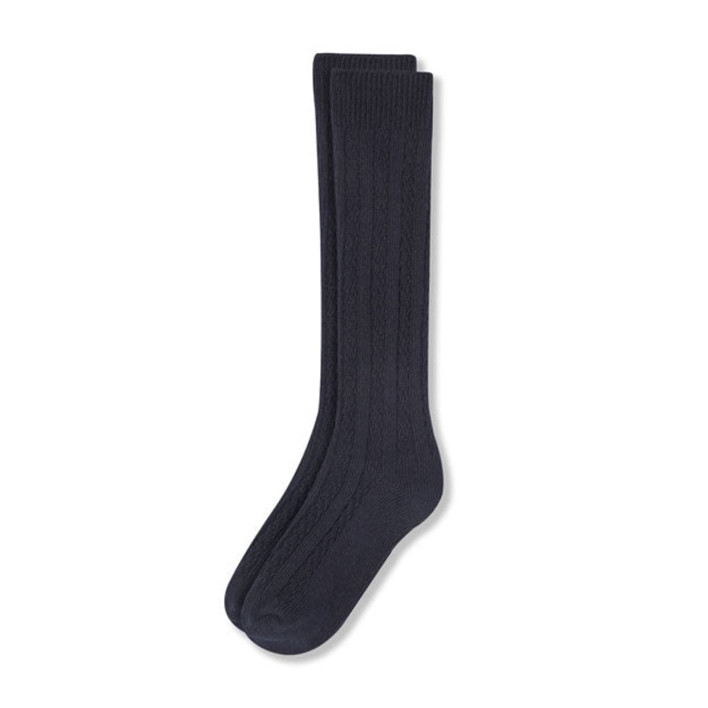 Cable Knee-High Socks|067 – Navy|Size Range – S Small|Size Range – M Medium|Size Range – L Large