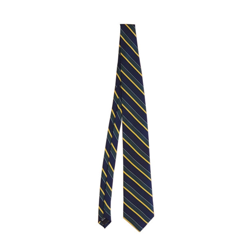Classic Tie|416 – Green-Navy-Gold Stripe|Size Range – 11|Size Range – 14|Size Range – 48|Size Range – 54
