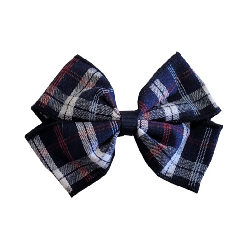 Barrette Clip Hairbow|567 – Navy-White-Red-Lt. Blue Plaid