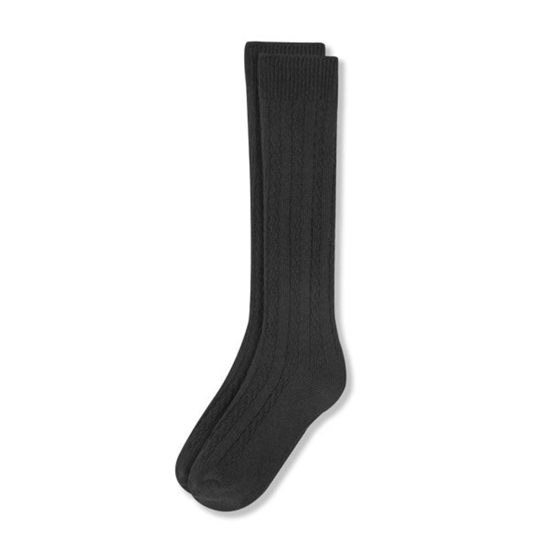 Cable Knee-High Socks|007 – Black|Size Range – S Small|Size Range – M Medium|Size Range – L Large|Size Range – XL Extra Large