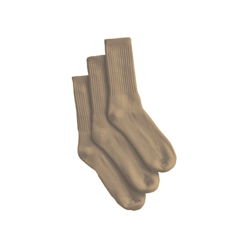 Crew Socks – 3 Pack|049 – Khaki|Size Range – S Small|Size Range – M Medium|Size Range – L Large|Size Range – XL Extra Large