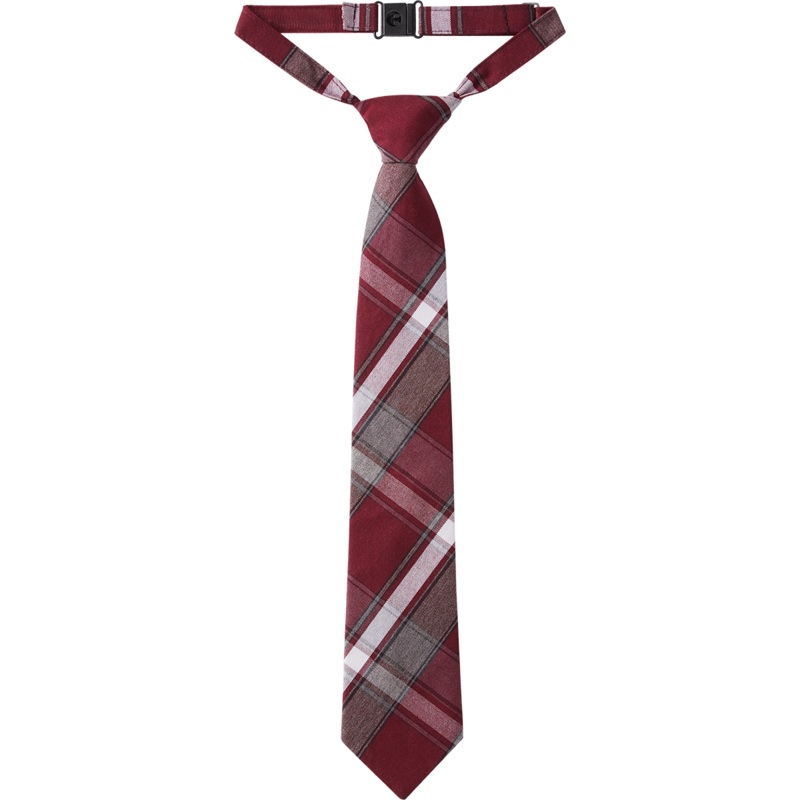 Clip-On Tie|248 – Bordeaux Plaid|Size Range – 12|Size Range – 14|Size Range – 16|Size Range – 18