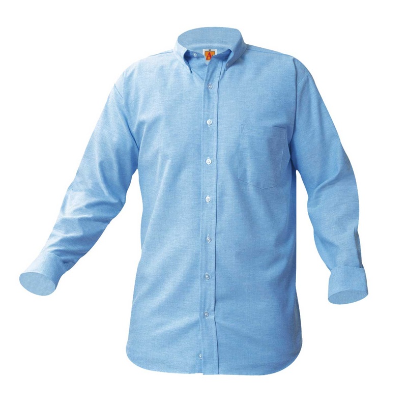 Long Sleeve Oxford Shirt|009 – Blue|Size Range – 4|Size Range – 5|Size Range – 6|Size Range – 7|Size Range – 8|Size Range – 10|Size Range – 12|Size Range – 14|Size Range – 16|Size Range – 18|Size Range – 20|Adult Unisex – AS Adult|Adult Unisex – AM Adult|