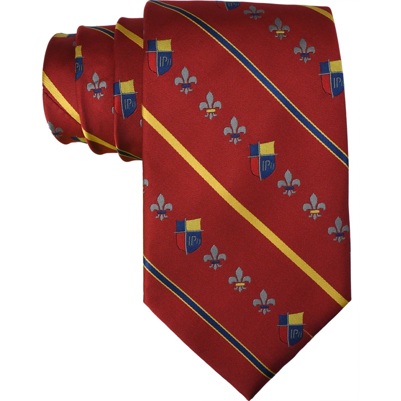 Traditional Necktie|303 – Red with Yellow and Blue Stripes|Size Range – 58|Size Range – 60