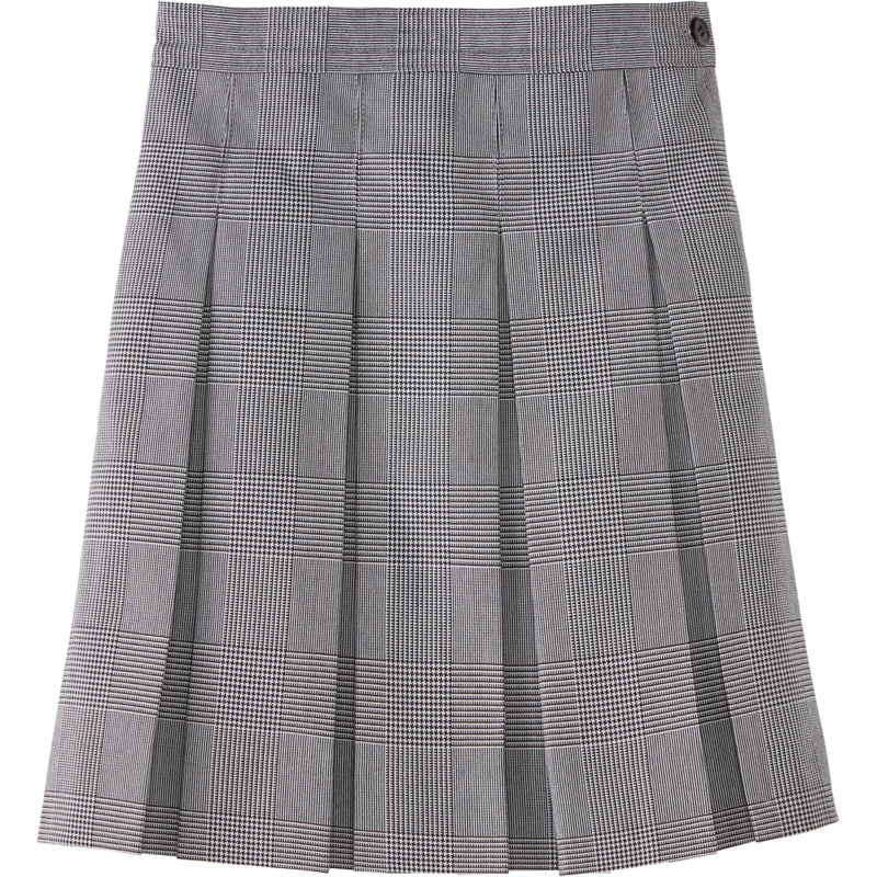 Hipstitched Box Pleat Skirt|008 – Black and White Shadow Plaid|Youth – G3 Girls  Size 3|Youth – G4 Girls  Size 4|Youth – G5 Girls  Size 5|Youth – G6 Girls  Size 6|Youth – G7 Girls  Size 7|Youth – G8 Girls  Size 8|Youth – G10 Girls  Size 10|Youth – G12 Gir