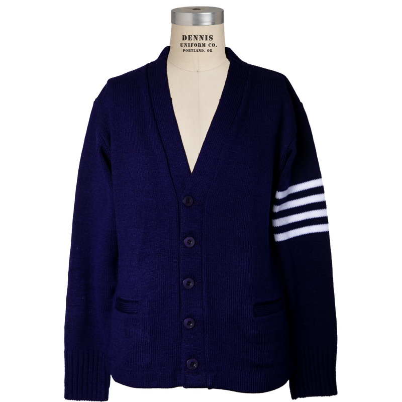 V-Neck Cardigan with Arm Stripes