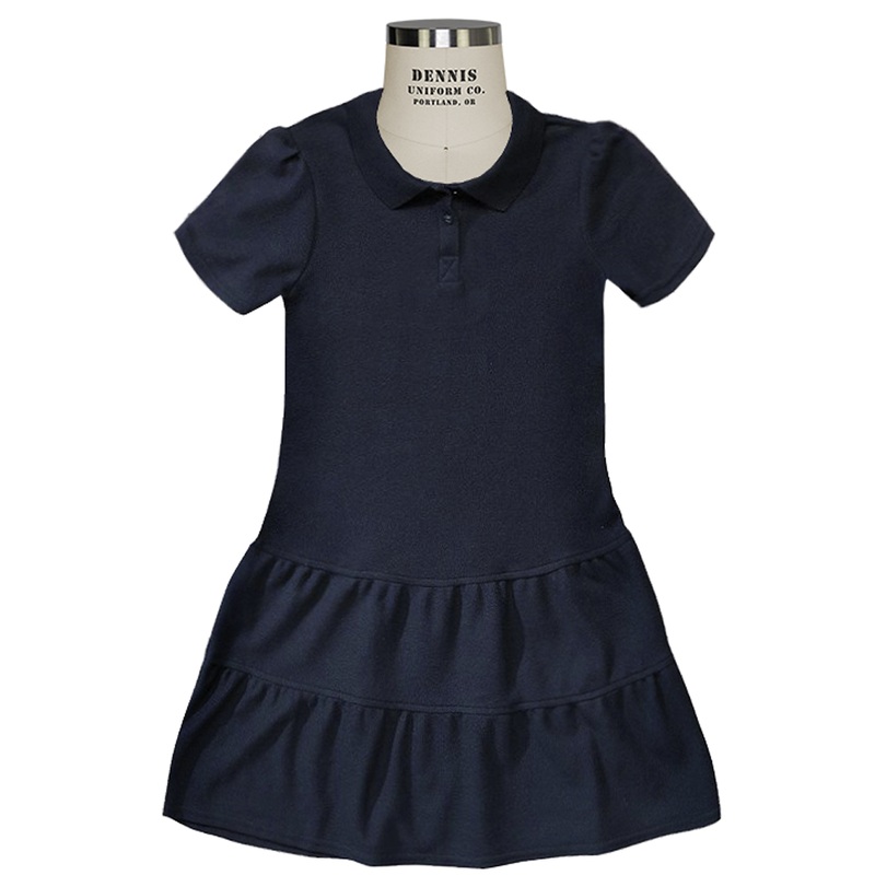 Short Sleeve Pique Ruffle Polo Dress