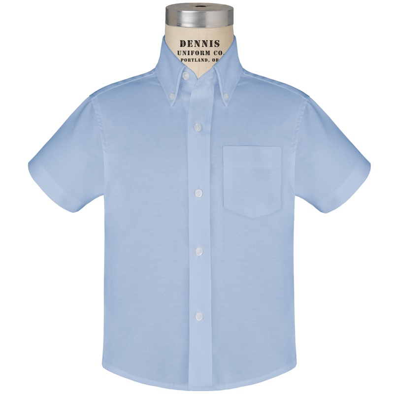 Short Sleeve Oxford Shirt – Girls white, Boys blue for gr 6 – 8