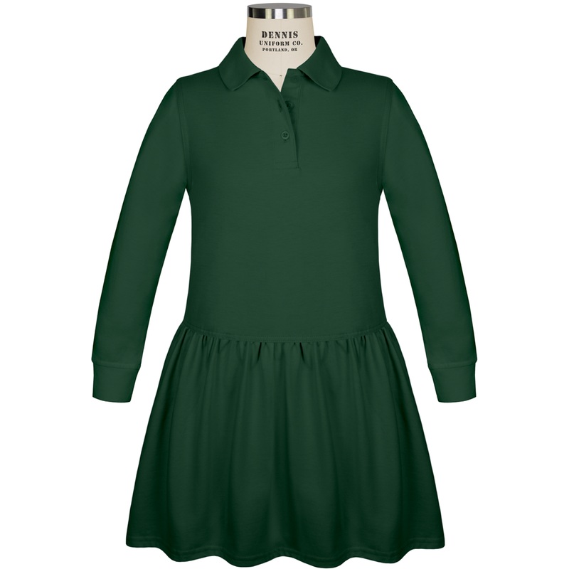 Long Sleeve Jersey Polo Dress|136 – Green|Toddler – Y2XS Toddler 3-4 – Youth 2XS|Youth – YXS Youth Size 5-6|Youth – YS Youth Size 7-8|Youth – YM Youth Size 10|Youth – YL Youth Size 12|Youth – YXL Youth Size 14-16|C8V