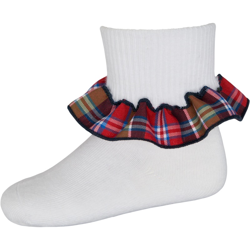 Ruffle Ankle Socks|534 – Primrose Plaid|Size Range – S Small|Size Range – M Medium|Size Range – L Large|Size Range – XL Extra Large