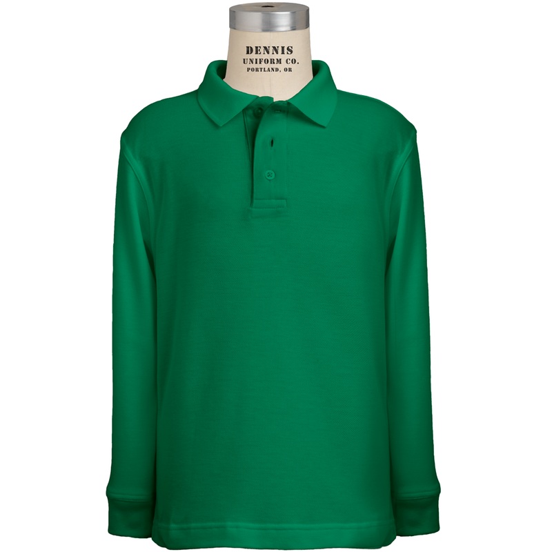 Long Sleeve Piqu Polo|047 – Kelly Green|Youth – YM Youth Size 10|Youth – YL Youth Size 12|Youth – YXL Youth Size 14-16|Adult Unisex – AS Adult|Adult Unisex – AM Adult|Adult Unisex – AL Adult|Adult Unisex – AXL Adult|Adult Unisex – A2XL Adult|Adult Unise